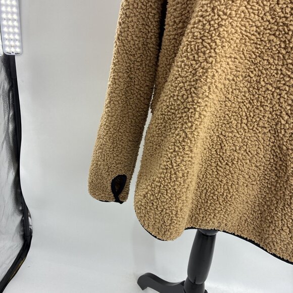 Tommy Hilfiger Womens S Tan Sherpa Fleece 1/4 Zip Pullover Jacket Long Sleeve - Picture 2 of 8